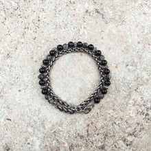 Carica l&#39;immagine nel visualizzatore di Gallery, Hiwa Bracciale con catena nero e grigio sfaccettato
